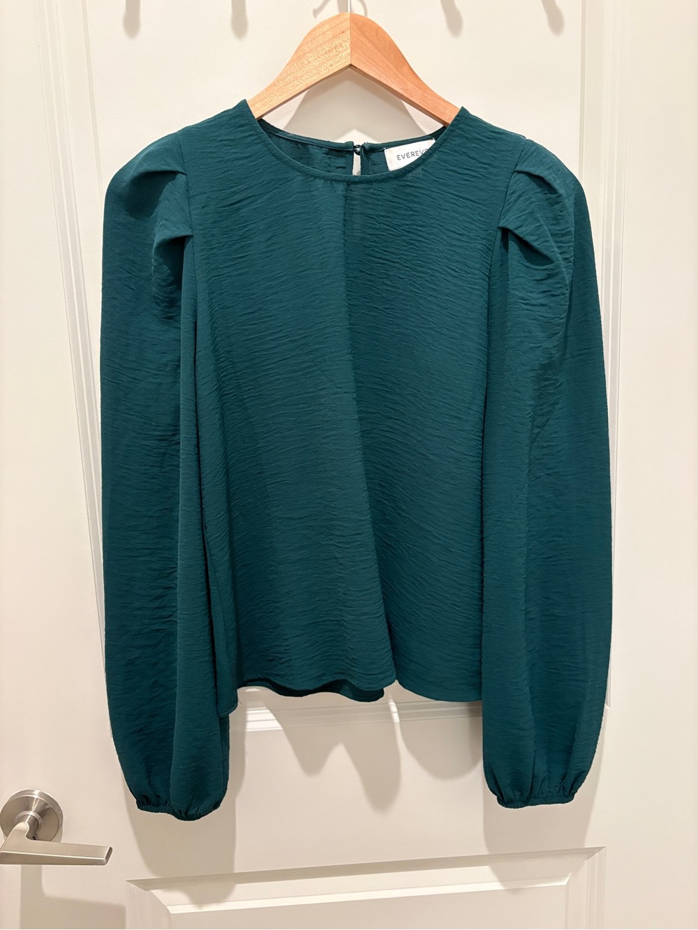 Teal Long-Sleeve Textured Blouse